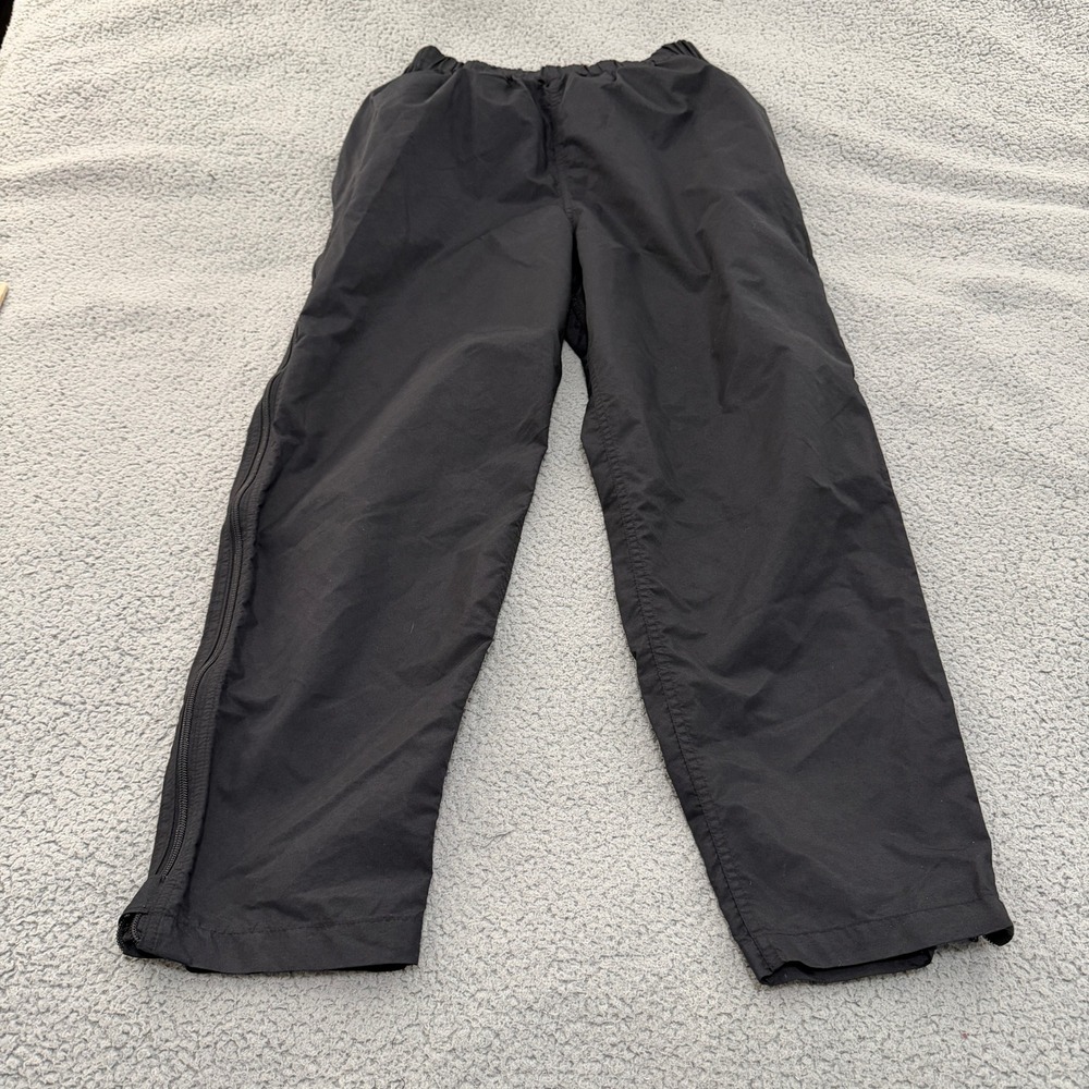 LL Bean Windbreaker Pants Womens Large Vintage Black Nylon Full Side Zip USA